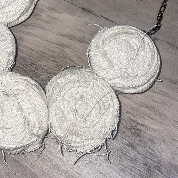 Hand crafted necklace bib statement rose floral hemp bronze chain boho artisan - Picture 3 of 10